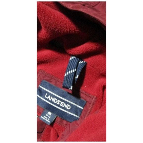 Lands' End Button & Zip Jacket Sz M 10-12 Cinch Waist Hooded Squall Protect - Picture 7 of 16